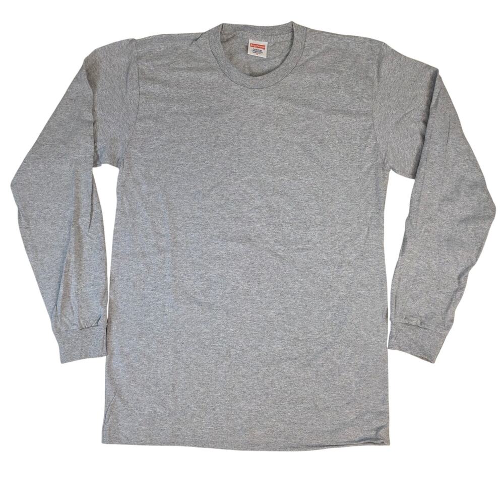 Supreme Long Sleeve T Shirt Mens M Gray Made in USA Boxy Streetwear